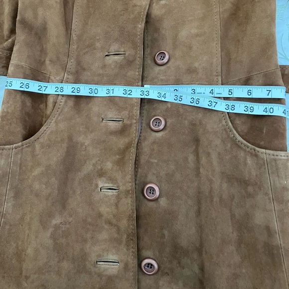 COPY - Genuine Leather Long Brown Suede Trench Style Coat. - Picture 14 of 16